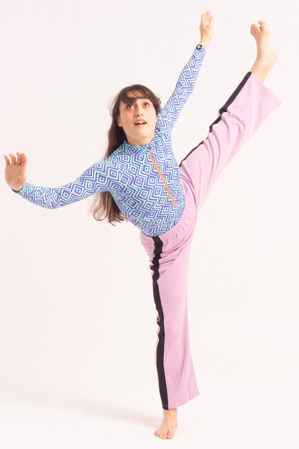 Maillot de Danza Contemporánea de Manga Larga y Short - Blue Snake