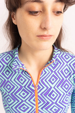 Contemporary Dance Leotard -  Long Sleeve & Shorts - Blue Snake