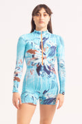 Maillot de Danza Contemporánea de Manga Larga y Short - Blue Surf