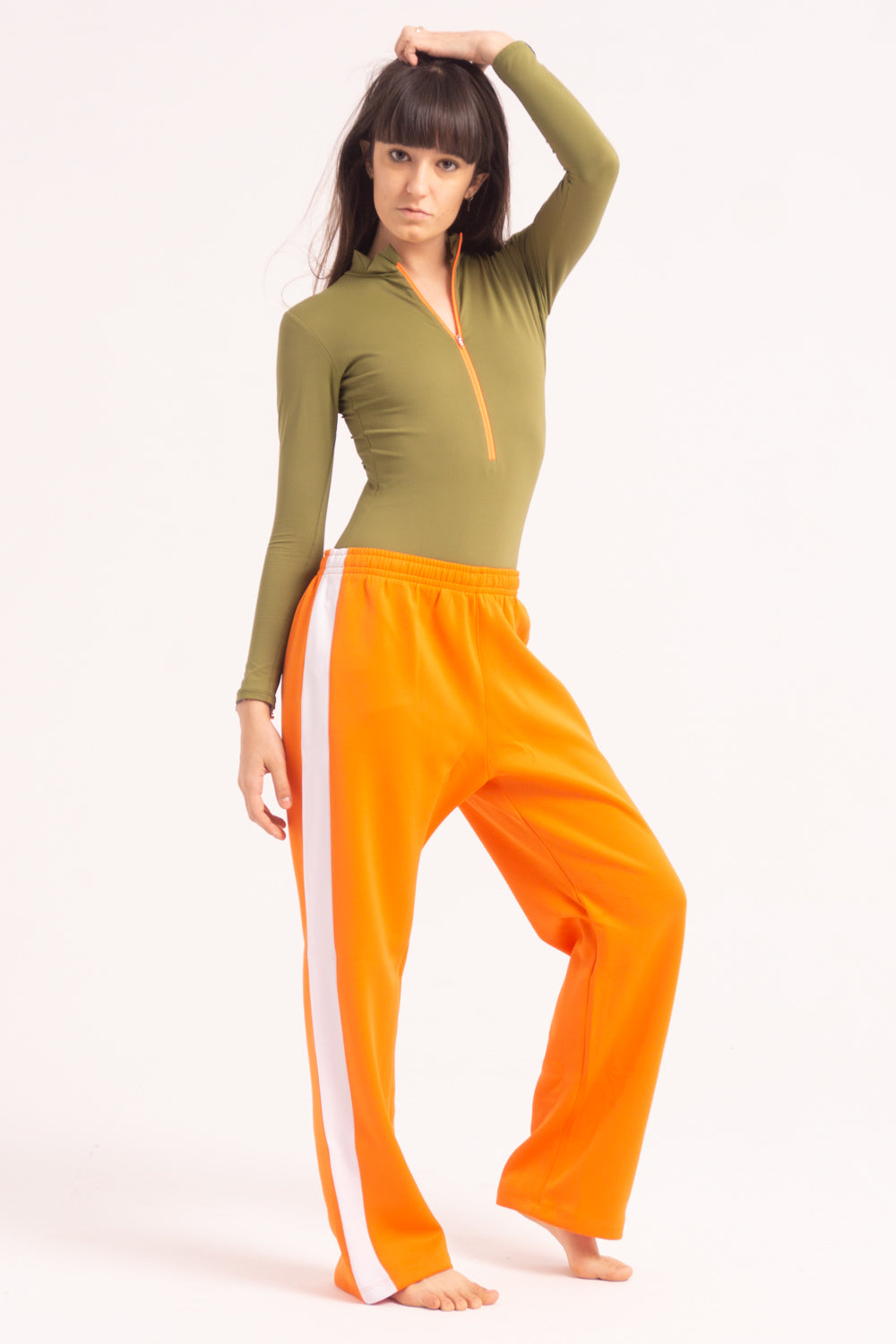 Maillot de Danza Contemporánea de Manga Larga y Short - Kaki