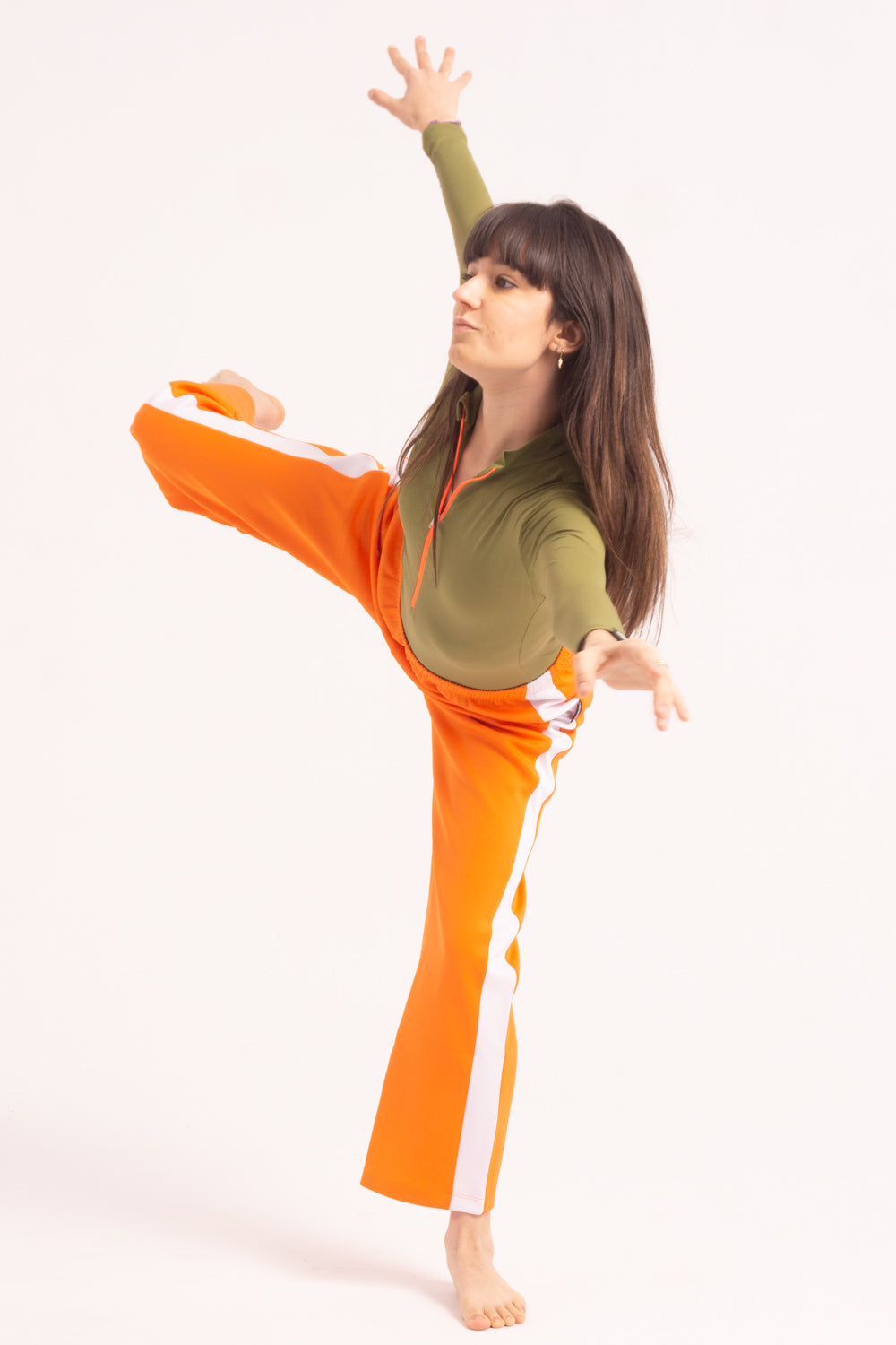 Maillot de Danza Contemporánea de Manga Larga y Short - Kaki