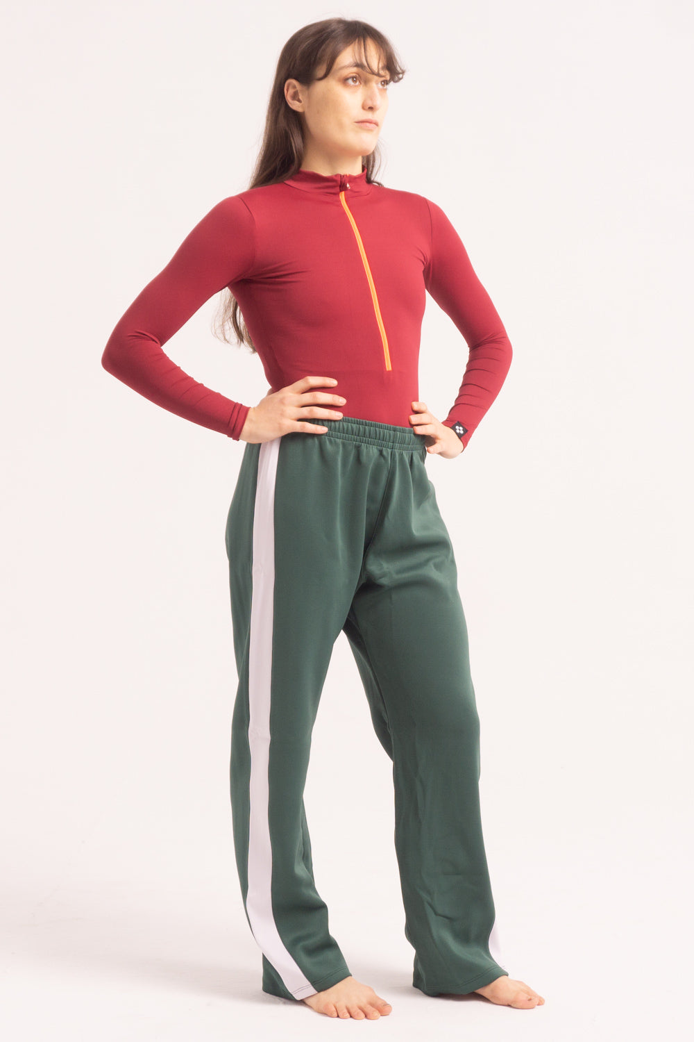 Maillot de Danza Contemporánea de Manga Larga y Short - Maroon