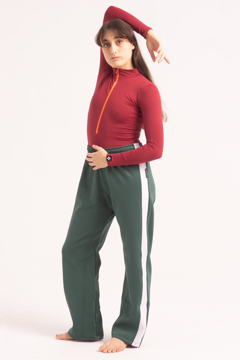Maillot de Danza Contemporánea de Manga Larga y Short - Maroon