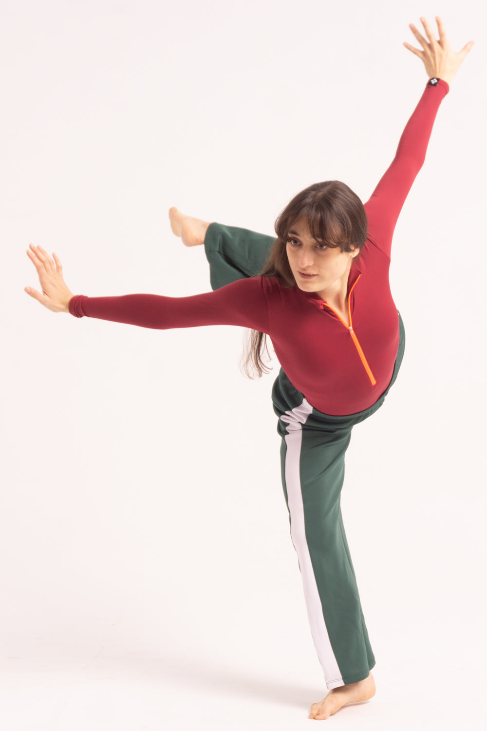 Maillot de Danza Contemporánea de Manga Larga y Short - Maroon
