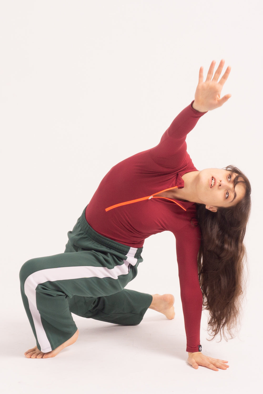 Maillot de Danza Contemporánea de Manga Larga y Short - Maroon