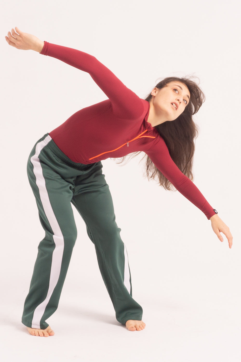 Maillot de Danza Contemporánea de Manga Larga y Short - Maroon