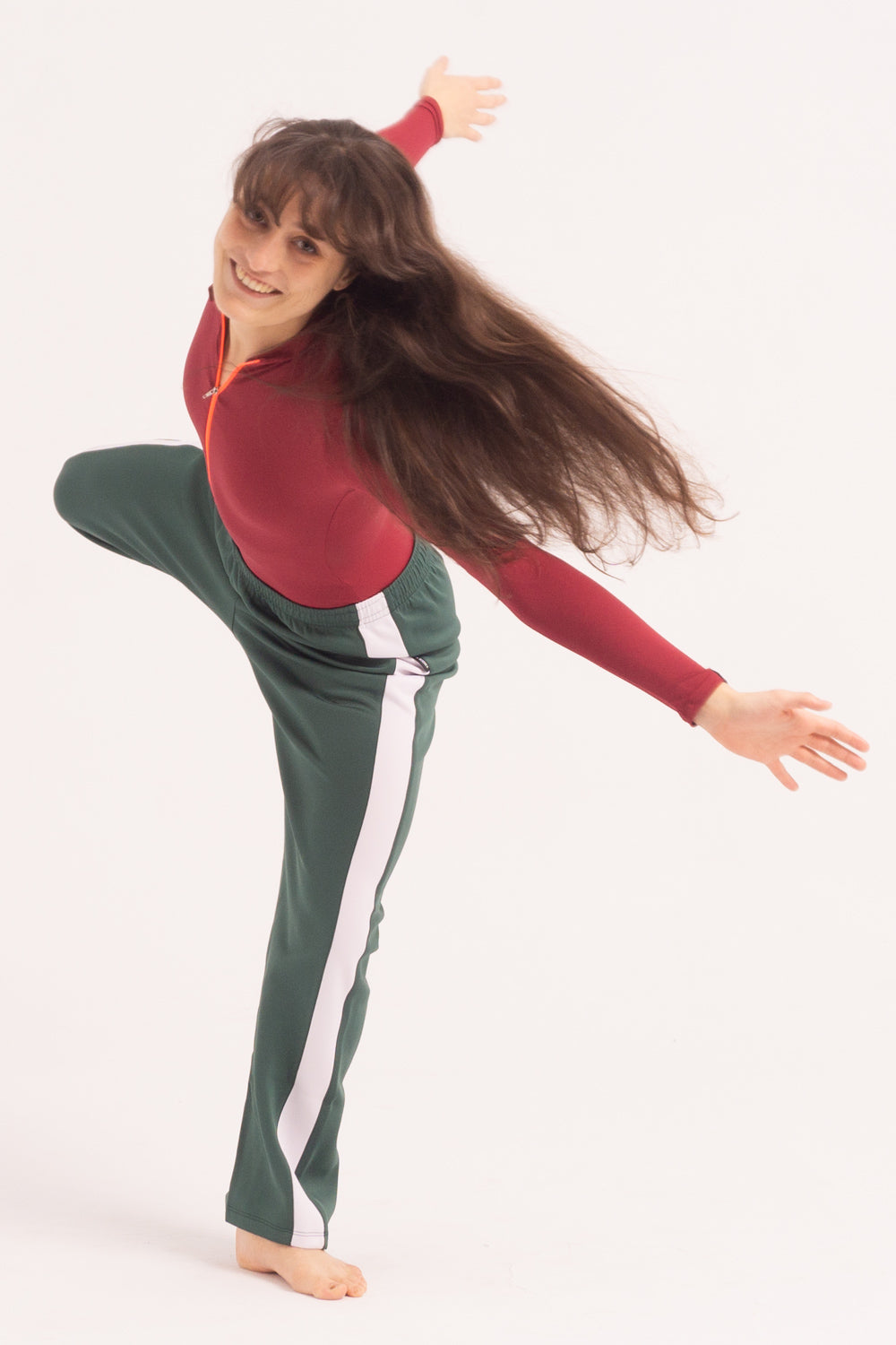 Maillot de Danza Contemporánea de Manga Larga y Short - Maroon