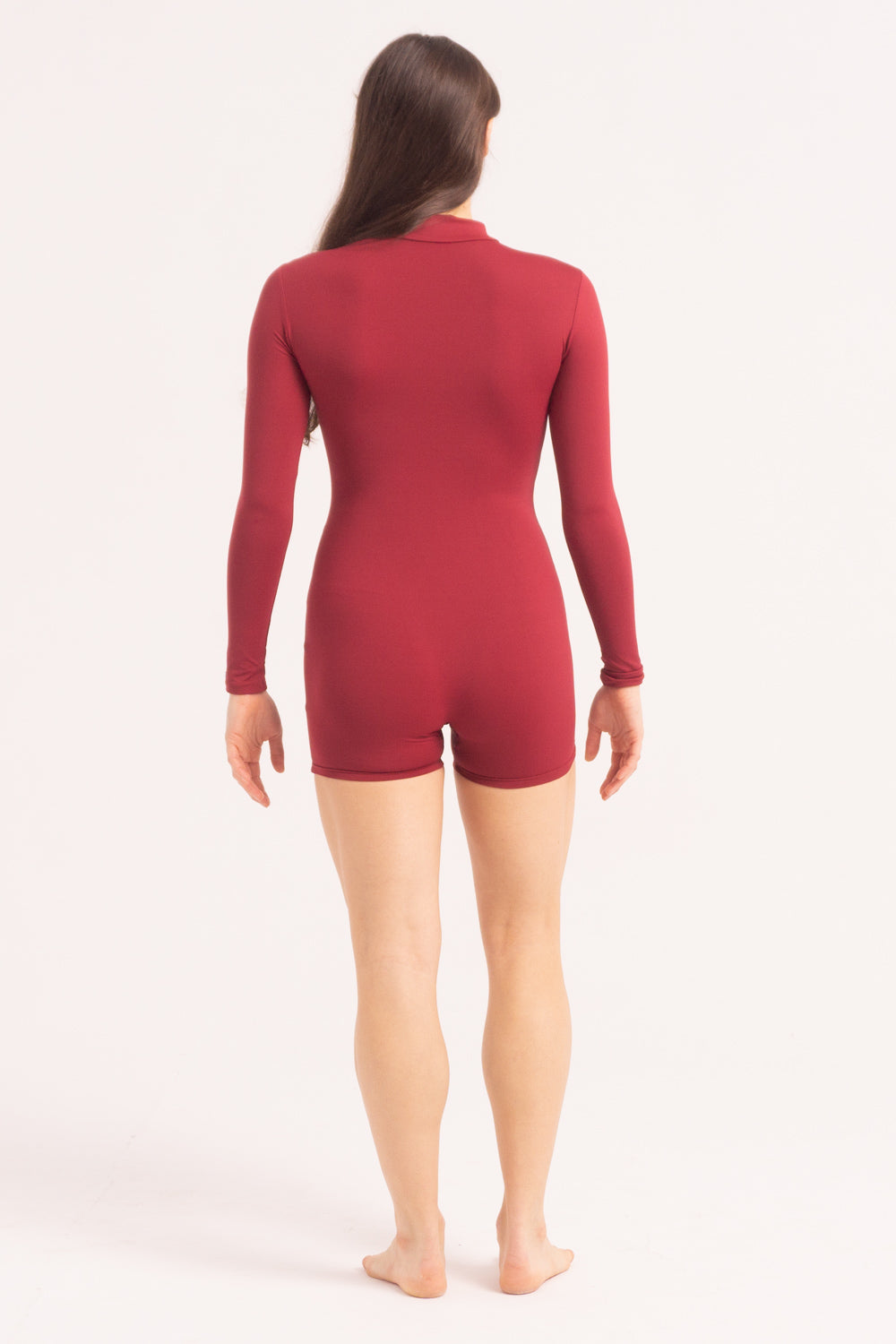 Maillot de Danza Contemporánea de Manga Larga y Short - Maroon