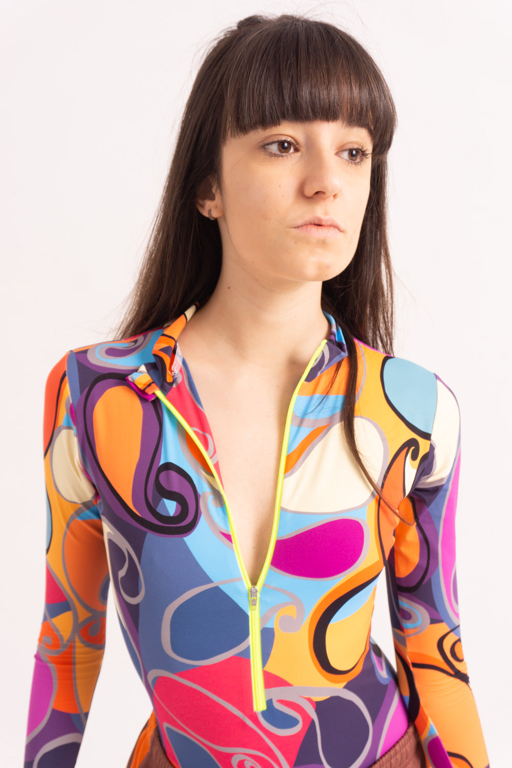 Maillot de Danza Contemporánea de Manga Larga y Short - Retro