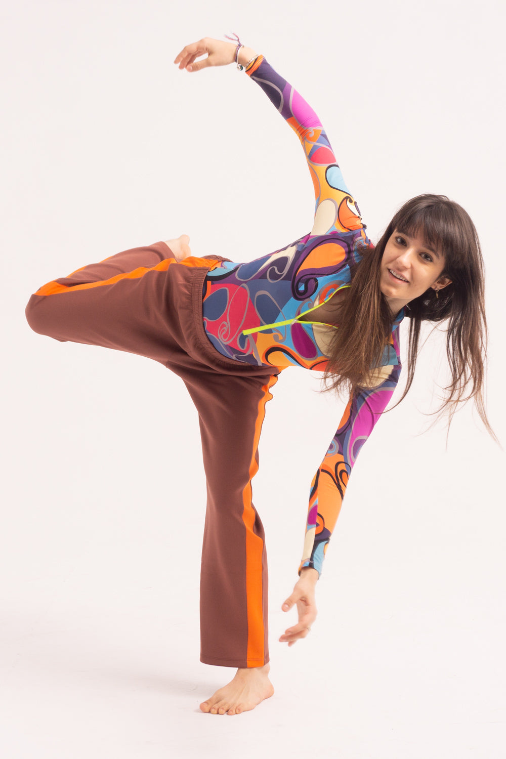 Maillot de Danza Contemporánea de Manga Larga y Short - Retro