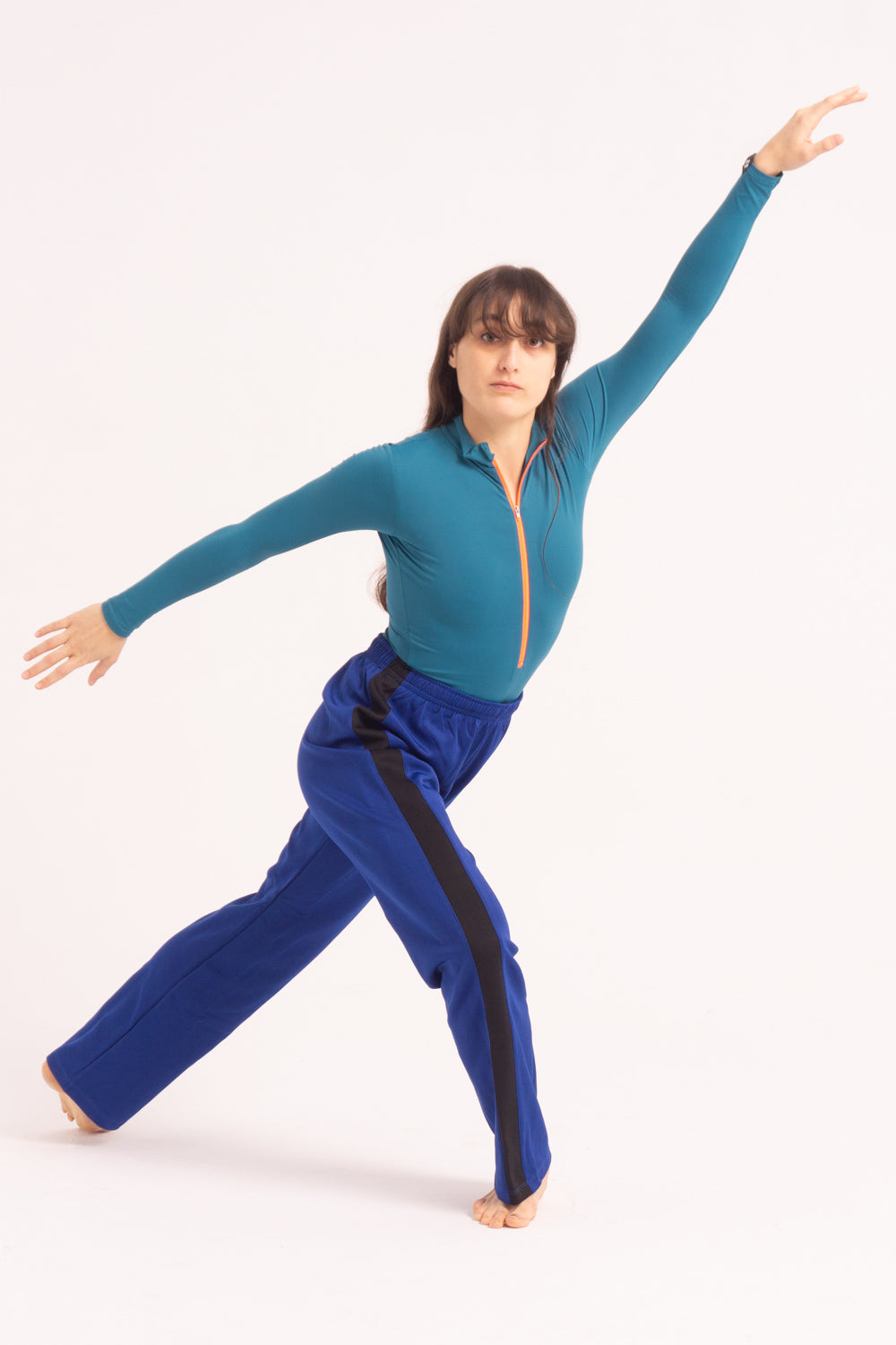 Maillot de Danza Contemporánea de Manga Larga y Short - Turquoise