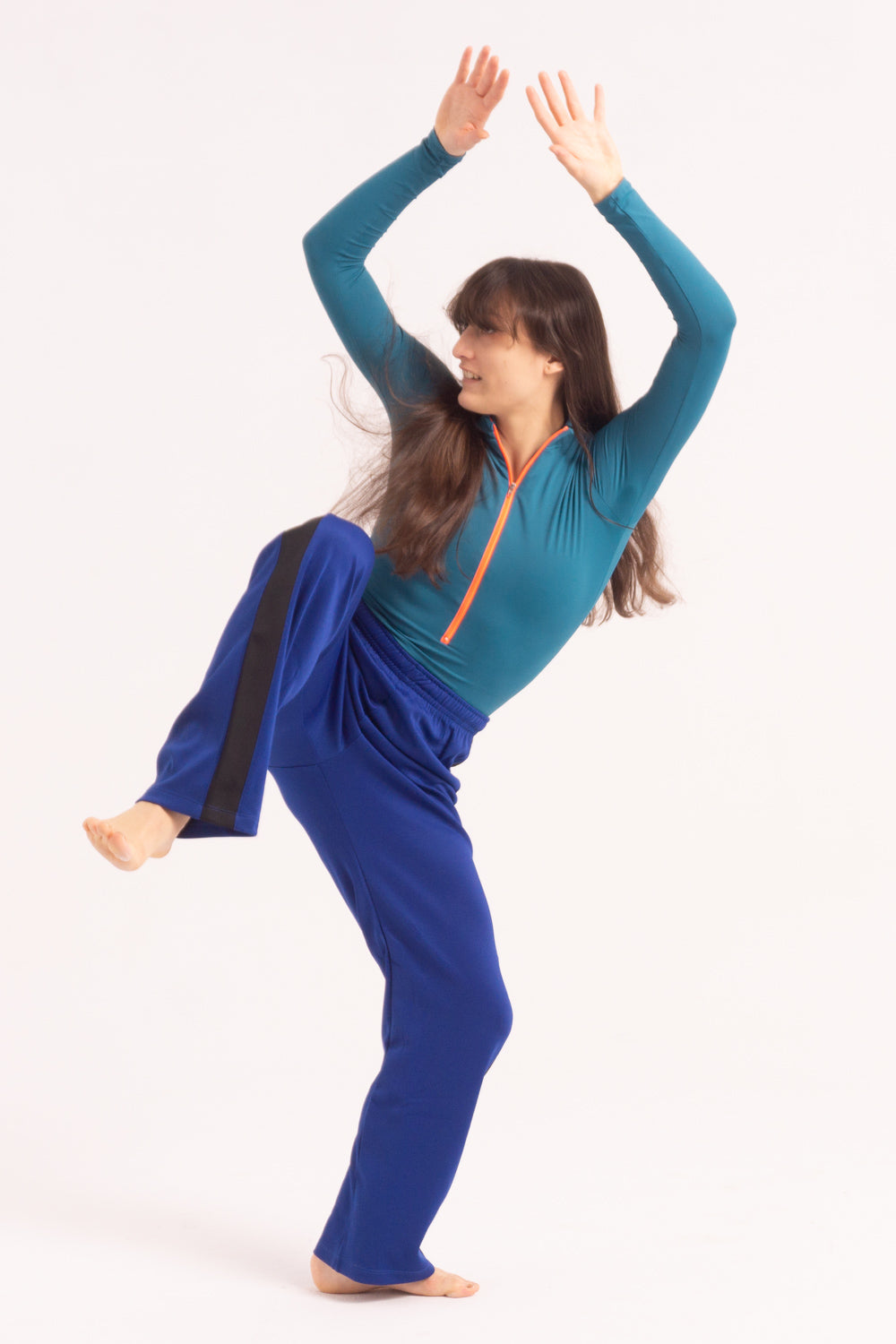Justaucorp de Danse Contemporaine en Manches Longues et Short - Turquoise