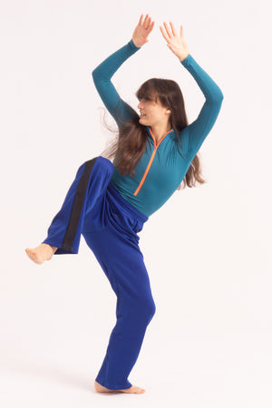 Justaucorp de Danse Contemporaine en Manches Longues et Short - Turquoise