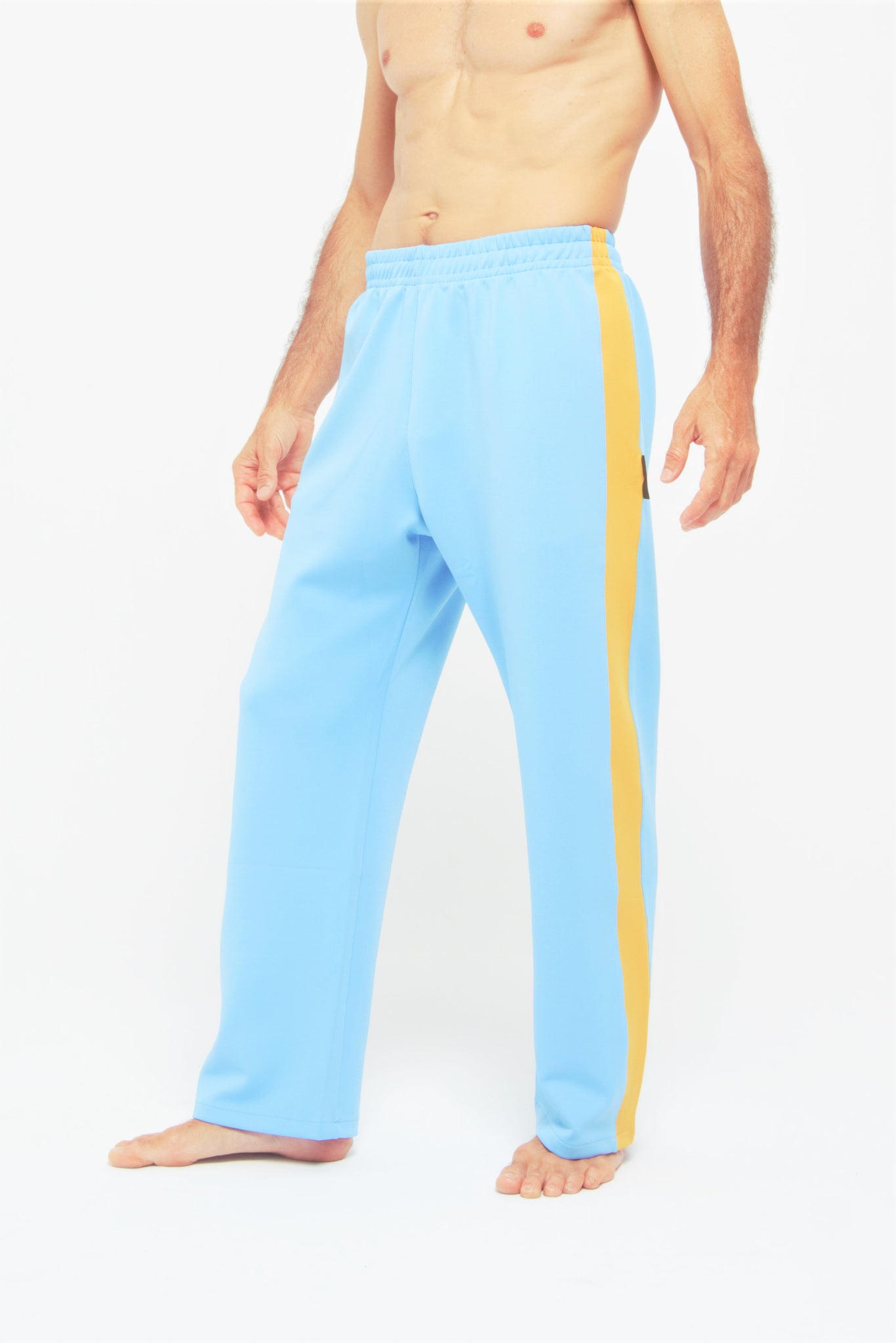 Flying Dance Pants es un pantalón de danza técnico unisex para entrenamiento de baile, danza contemporánea, acrobacia, yoga, artes marciales, pilates y cualquier disciplina vinculada al movimiento. Ideal para el trabajo de suelo, con un tejido resistente, deslizante y super absorbente. Color Celeste y Mostaza.