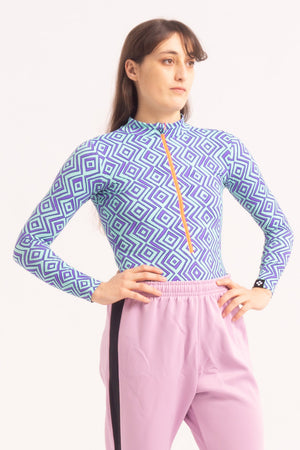 Contemporary Dance Leotard -  Long Sleeve & Shorts - Blue Snake