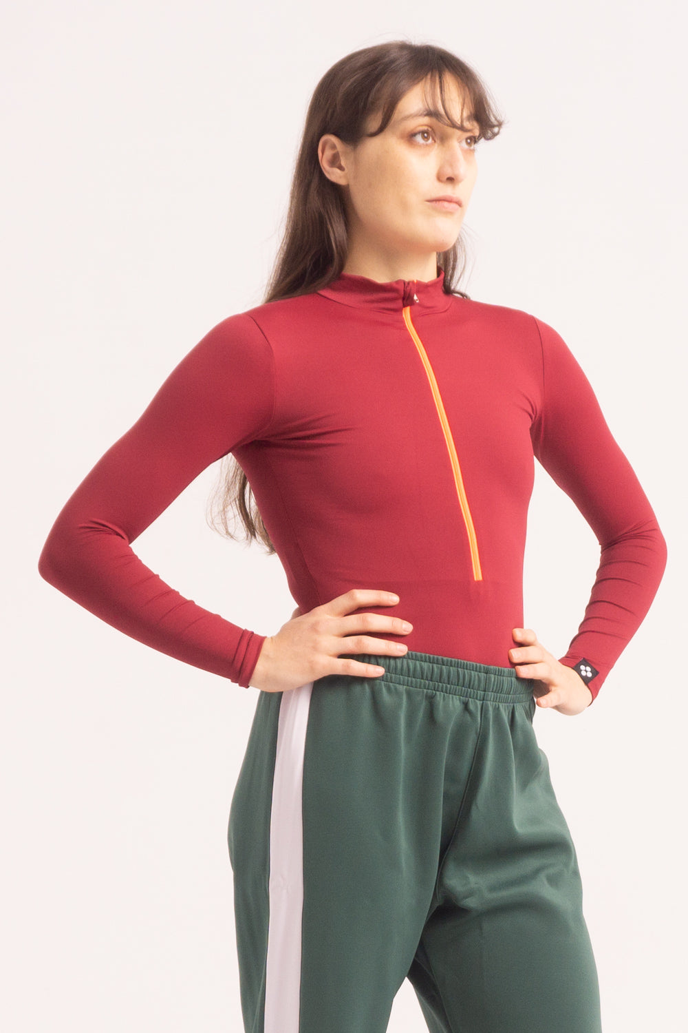 Maillot de Danza Contemporánea de Manga Larga y Short - Maroon