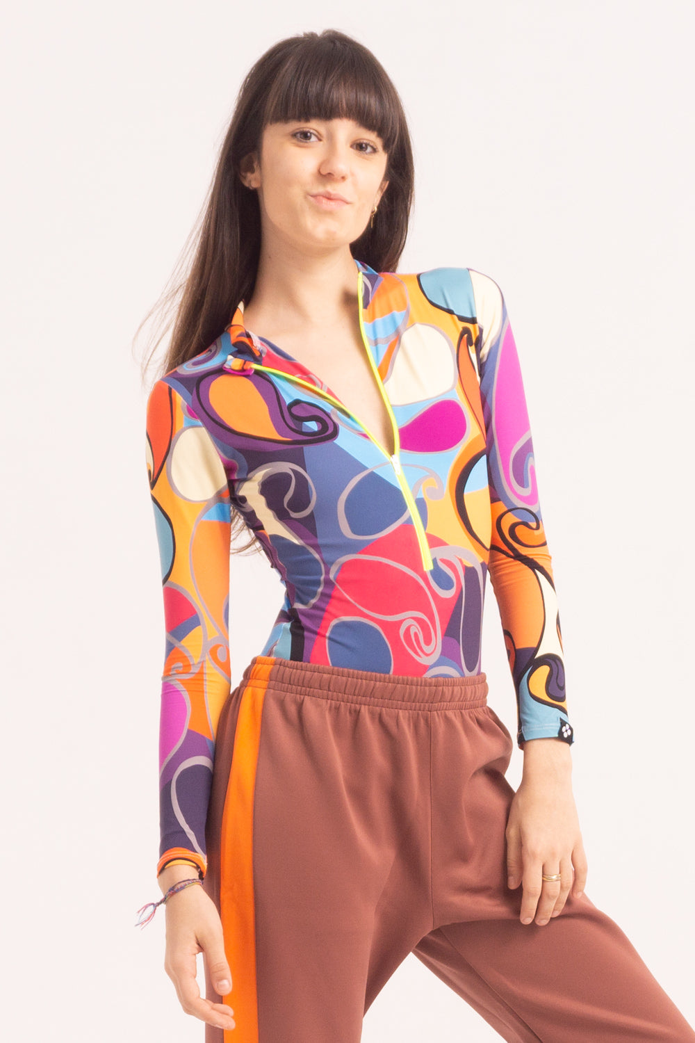 Maillot de Danza Contemporánea de Manga Larga y Short - Retro